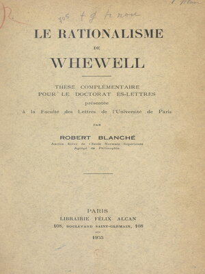 cover image of Le rationalisme de Whewell